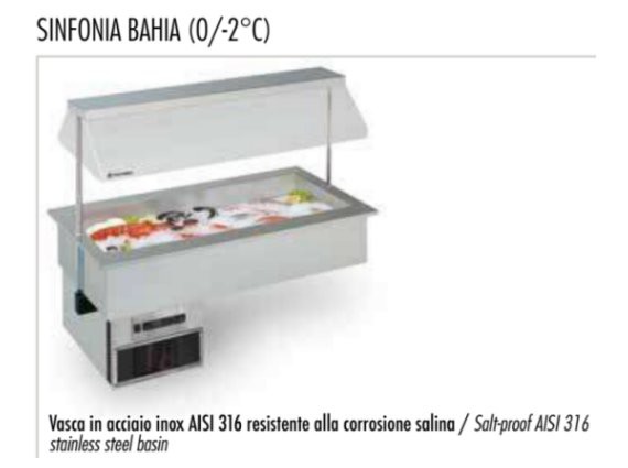 Vetrina refrigerata Drop-in da incasso per pesce Bahia 4